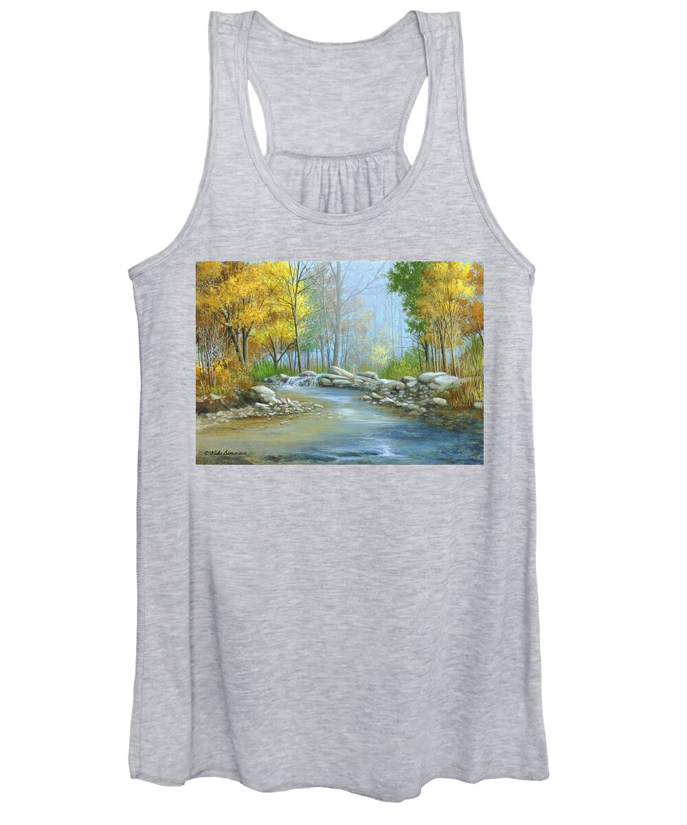 Georgia Mountain Stream Women's Tank Top featuring the painting Fall Solitude by Mike Brown