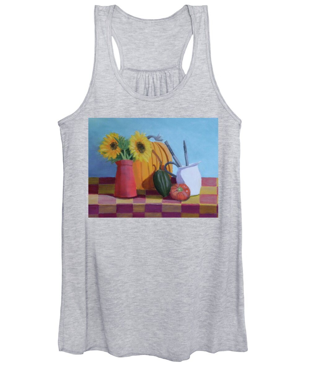 Still Life Sunflowers Light Women's Tank Top featuring the painting Fall Time by Scott W White