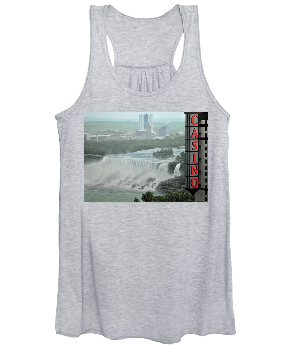Niagara Falls Women's Tank Top featuring the painting Falls View by Kenneth M Kirsch