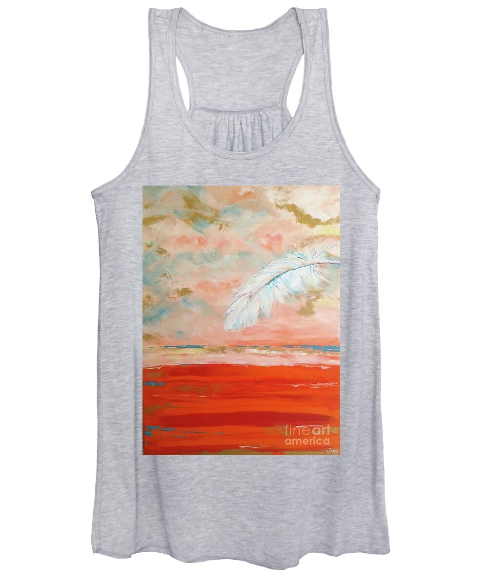Feather Women's Tank Top featuring the painting Feather Fall by Tracey Lee Cassin