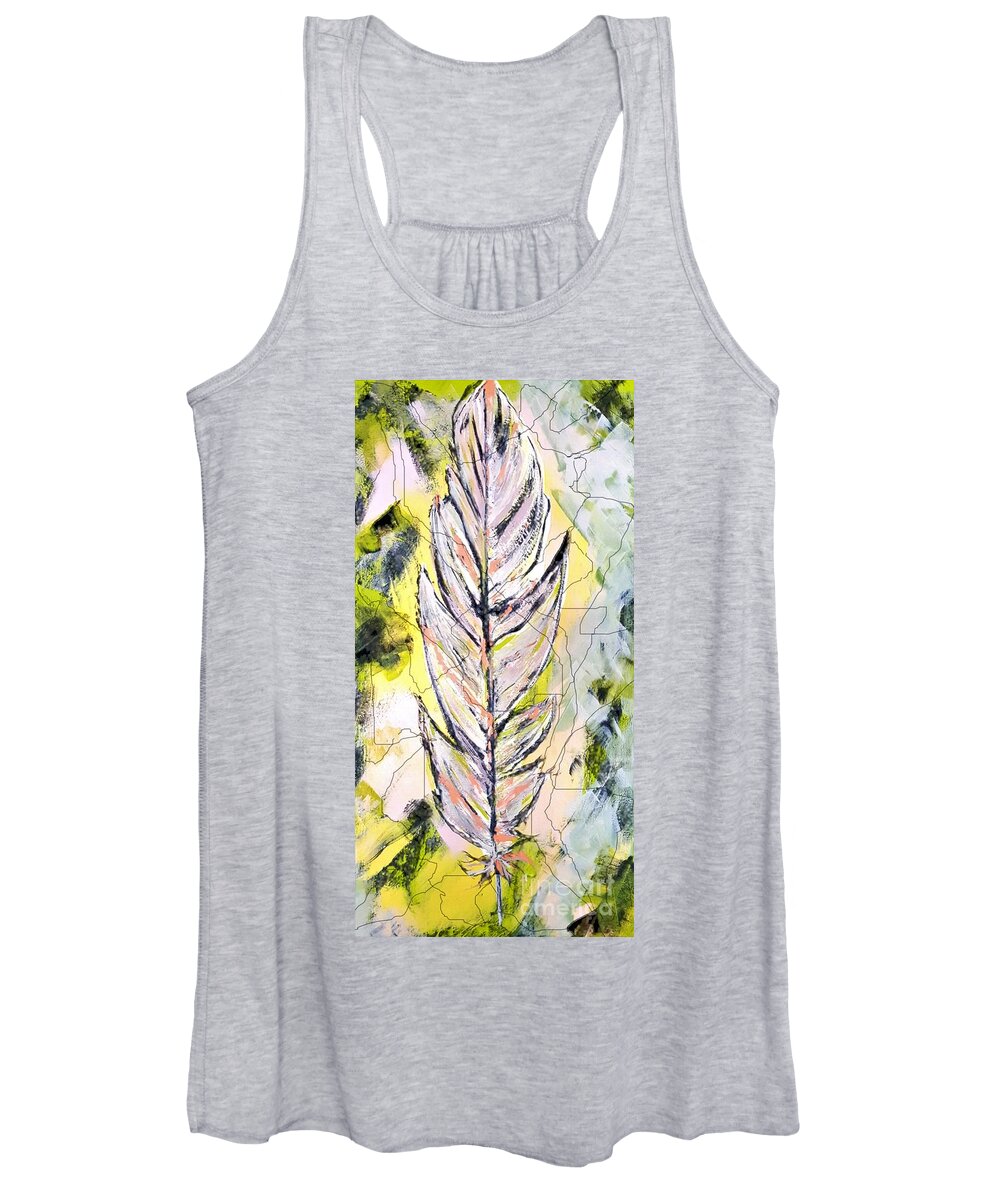 Acrylic Painting Women's Tank Top featuring the digital art Feather Fracture by Tracey Lee Cassin