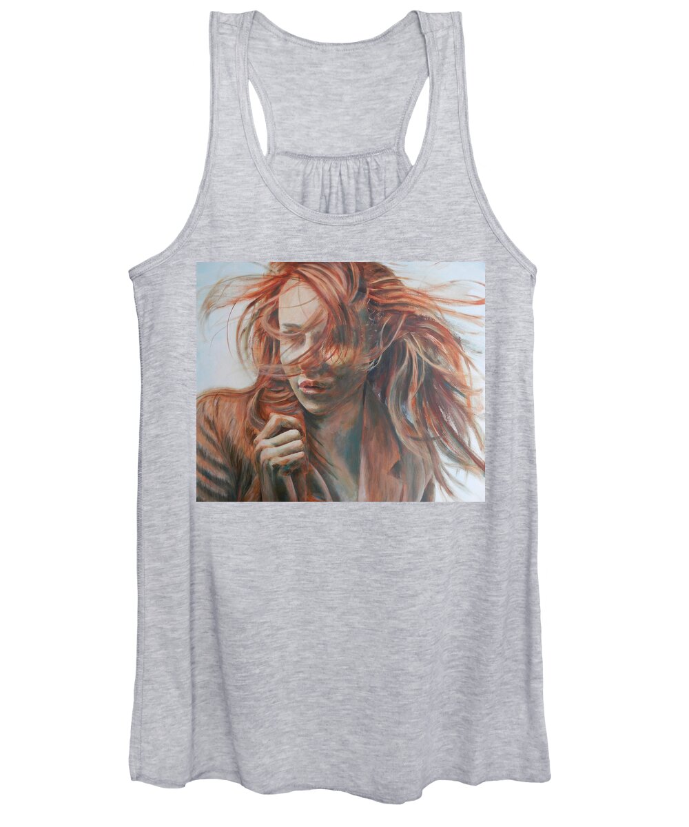 Woman Women's Tank Top featuring the painting Feel the Wind by John Neeve