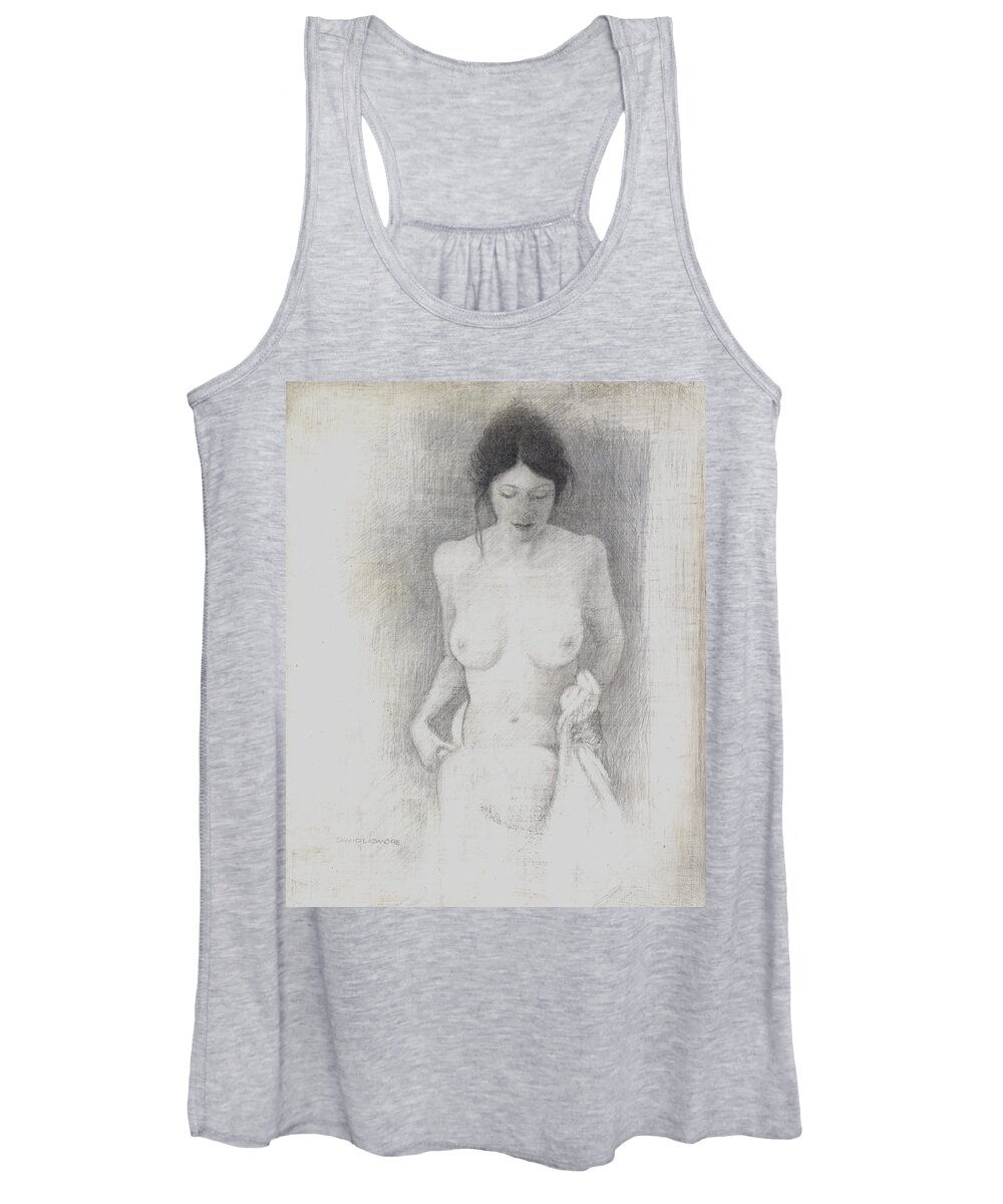 Breasts Women's Tank Top featuring the drawing Figure Study 6 by David Ladmore