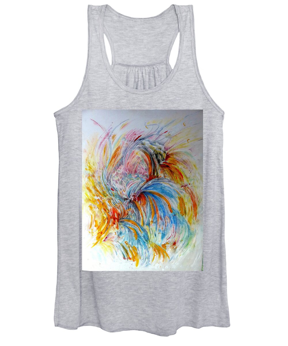 Abstract Women's Tank Top featuring the painting Fingerpainting by Rosanne Licciardi