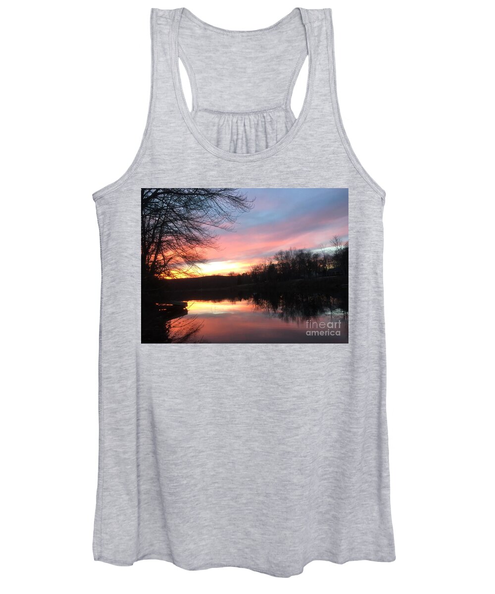 Cloud Women's Tank Top featuring the photograph Fire on the Water by Jason Nicholas
