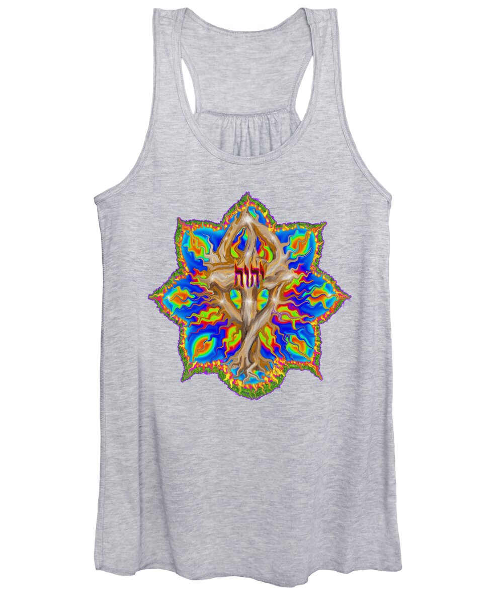 Yhwh Women's Tank Top featuring the painting Fire tree with YHWH by Hidden Mountain