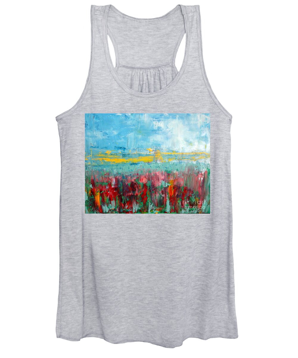 Abstract Women's Tank Top featuring the painting Fire weed by Julie Lueders 