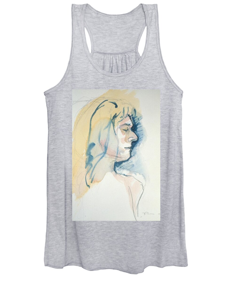 Headshot Women's Tank Top featuring the painting Five minute profile by Barbara Pease