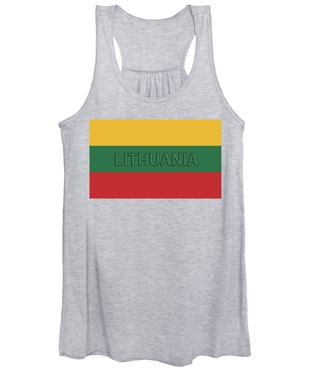 Europe Women's Tank Top featuring the digital art Flag of Lithuania Word by Roy Pedersen