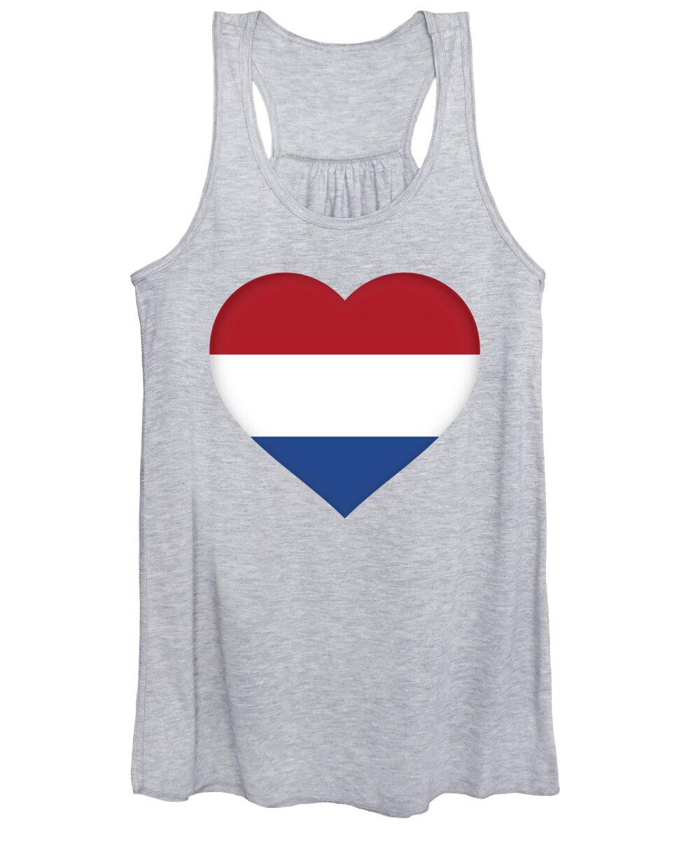 Netherlands Women's Tank Top featuring the digital art Flag of The Netherlands Heart by Roy Pedersen
