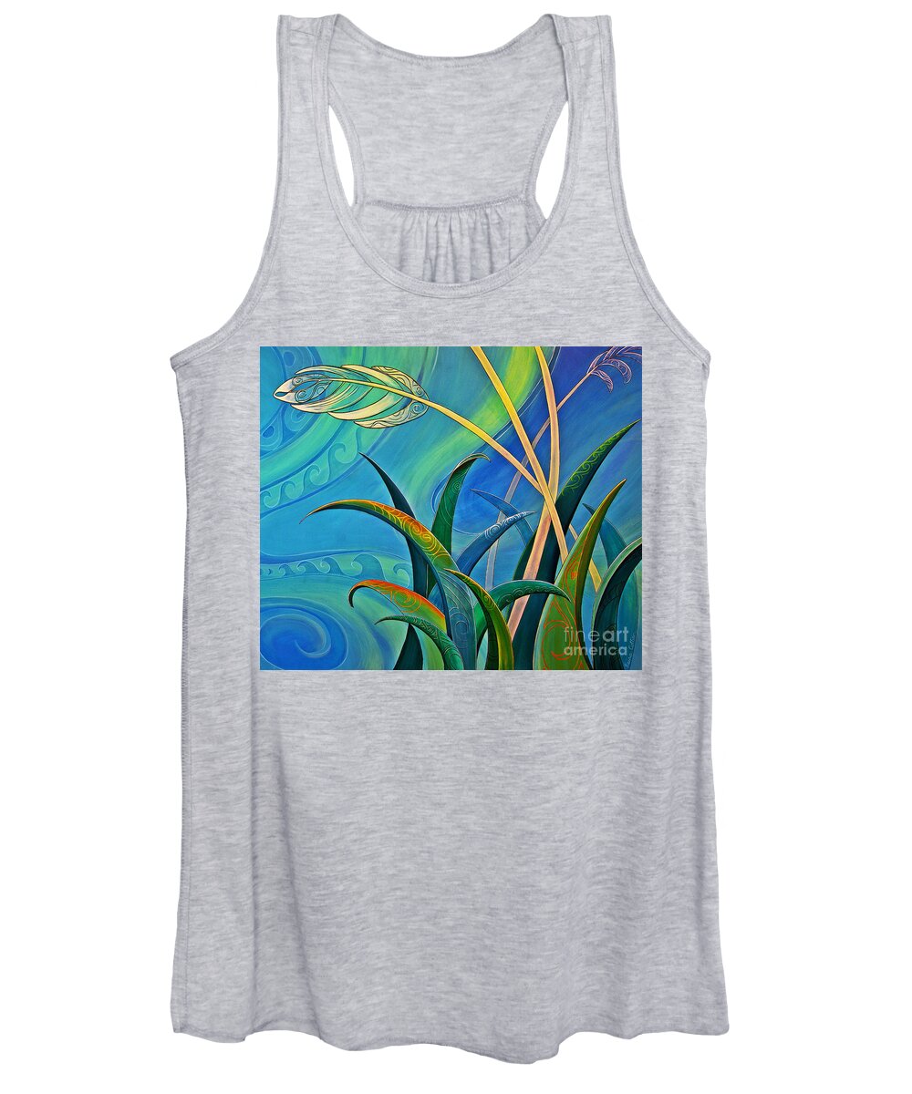 Flax Women's Tank Top featuring the painting Flax Harakeke by Reina Cottier by Reina Cottier