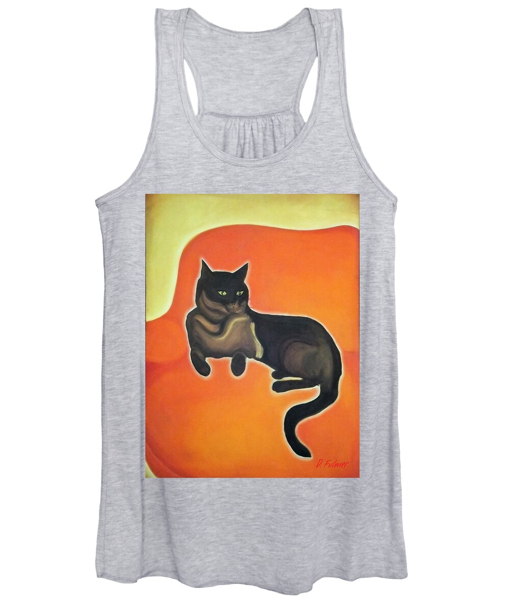 Cat Women's Tank Top featuring the painting Floating Bebe by Denise F Fulmer