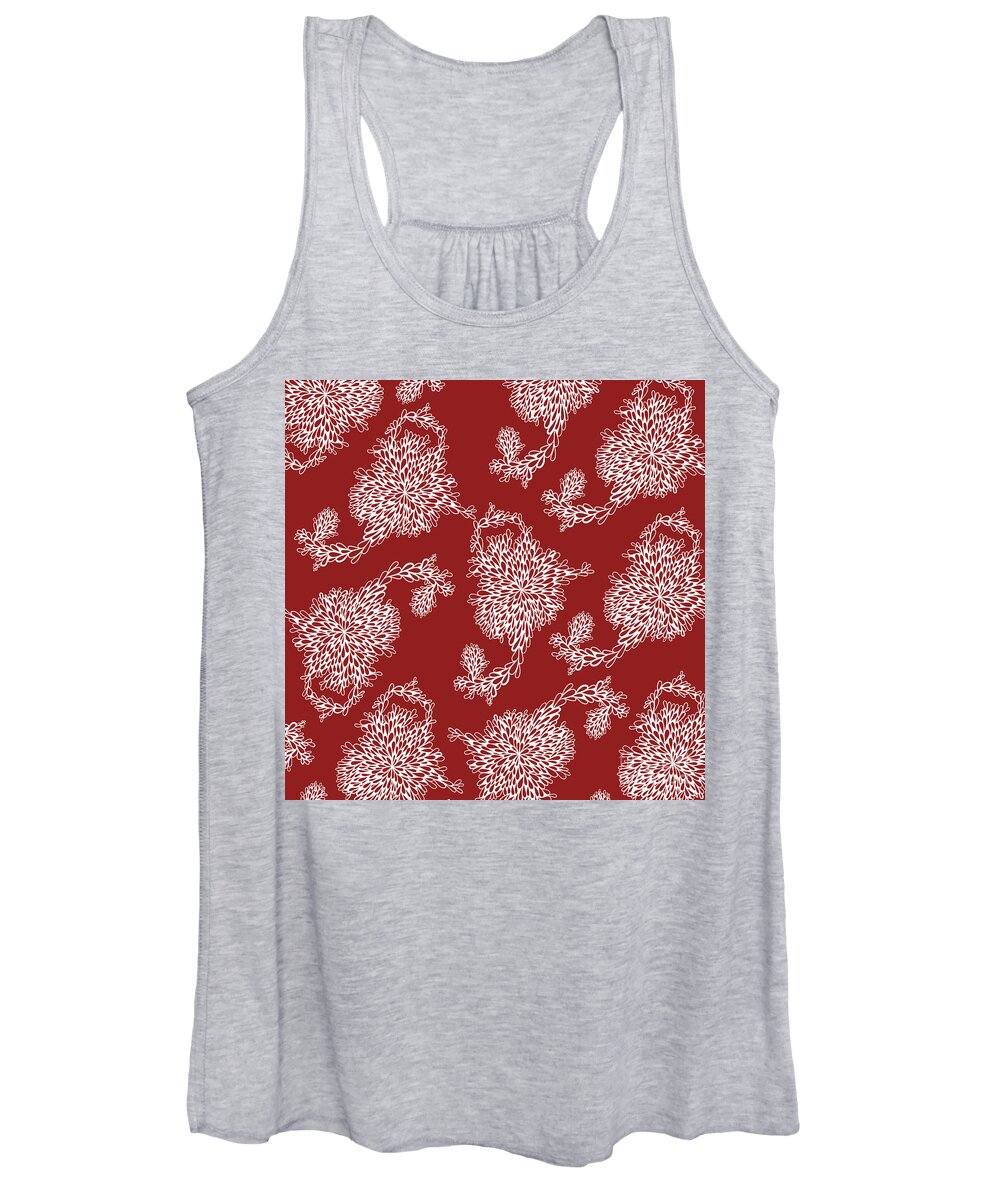 Illustration Women's Tank Top featuring the digital art Floral Pattern In Red by HD Connelly