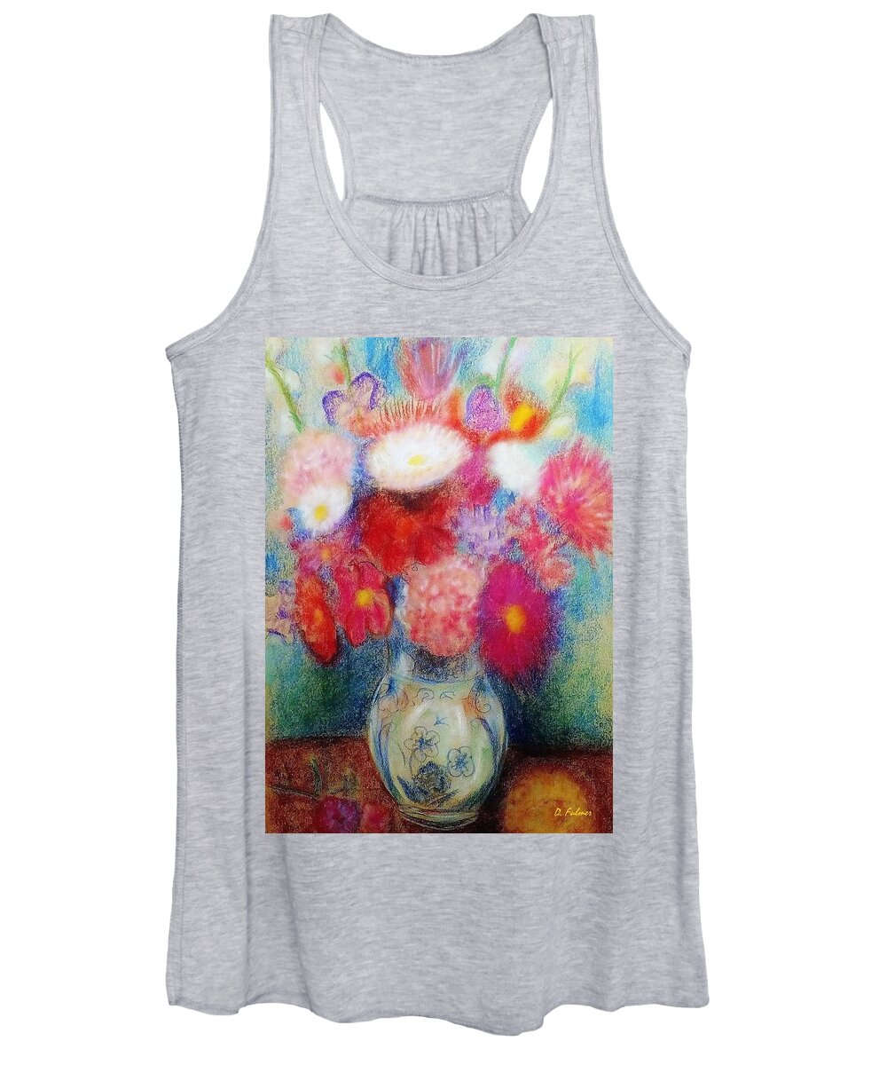 Flowers Women's Tank Top featuring the drawing Flower Arrangement by Denise F Fulmer