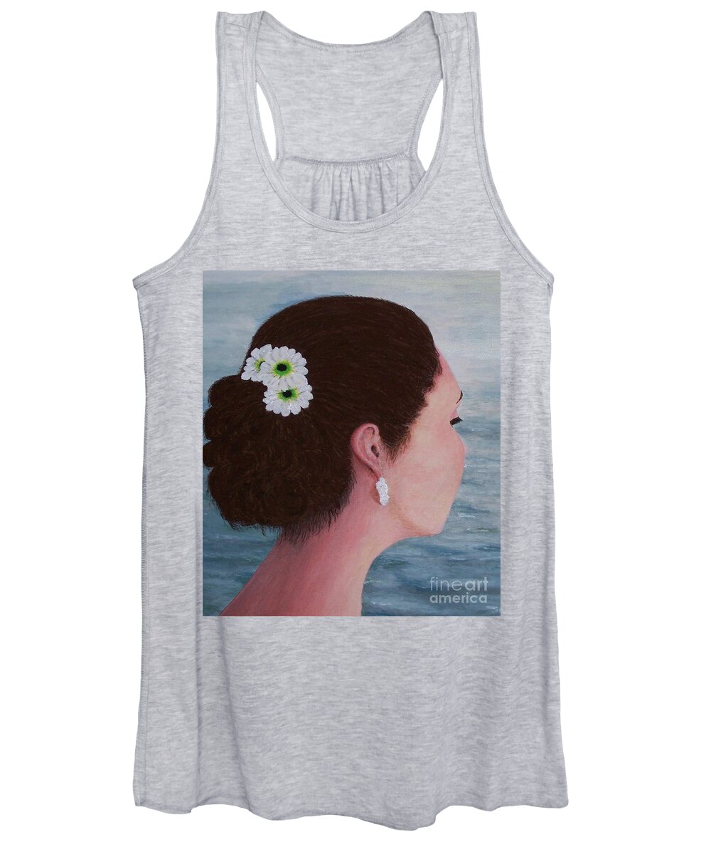 Flowers Women's Tank Top featuring the painting Flowers in Her Hair by Judy Kirouac