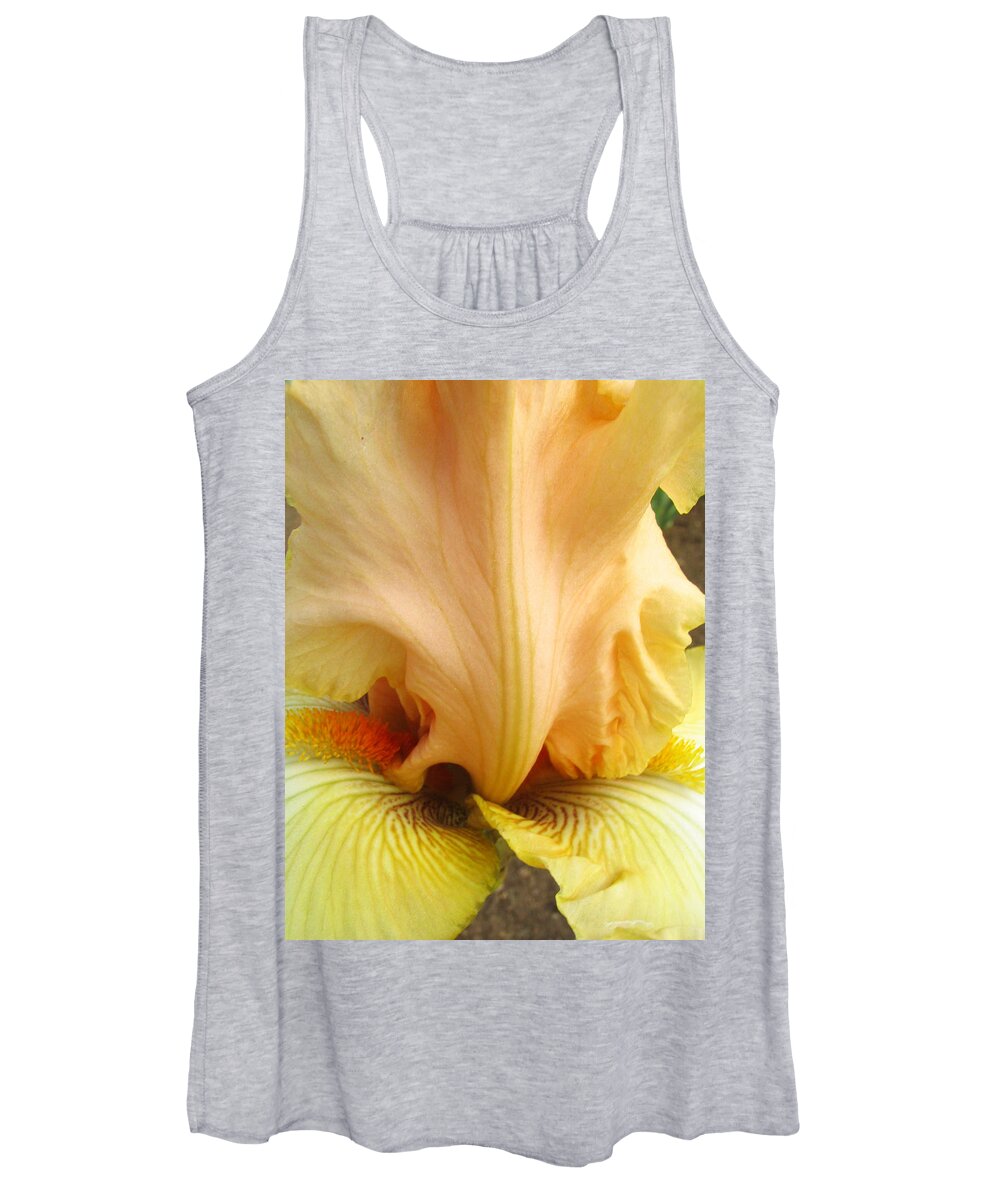 Yellow Women's Tank Top featuring the photograph Flowerscape Yellow Iris One by Laura Davis