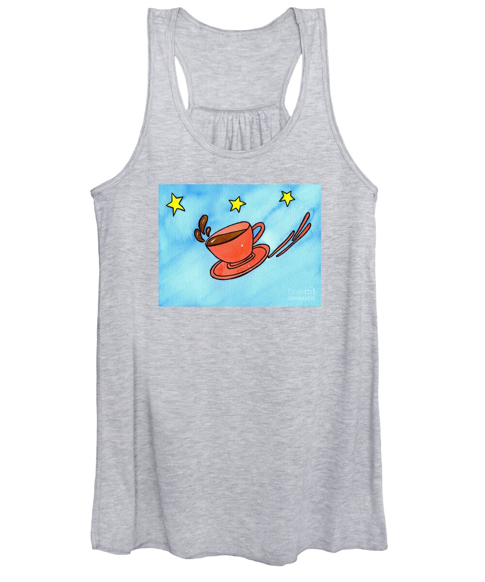 Flying Saucer A Pen & Ink Watercolor Painting By Norma Appleton Women's Tank Top featuring the painting Flying Saucer by Norma Appleton