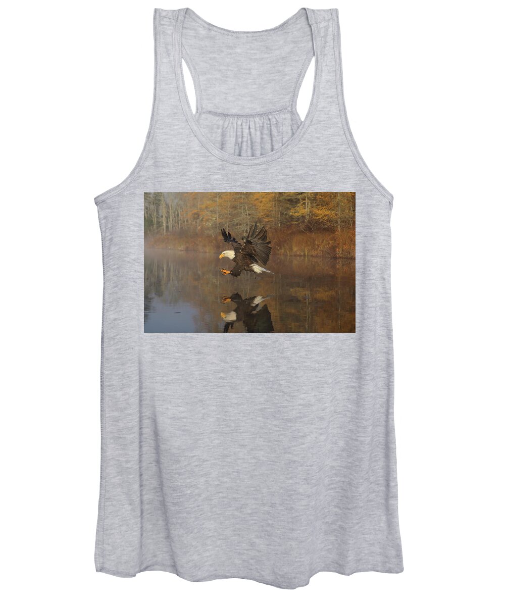 Eagle Women's Tank Top featuring the photograph Foggy Morning Fishing by Duane Cross