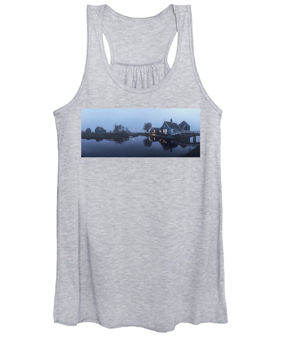 Landscape Women's Tank Top featuring the photograph Foggy panorama by Jorge Maia