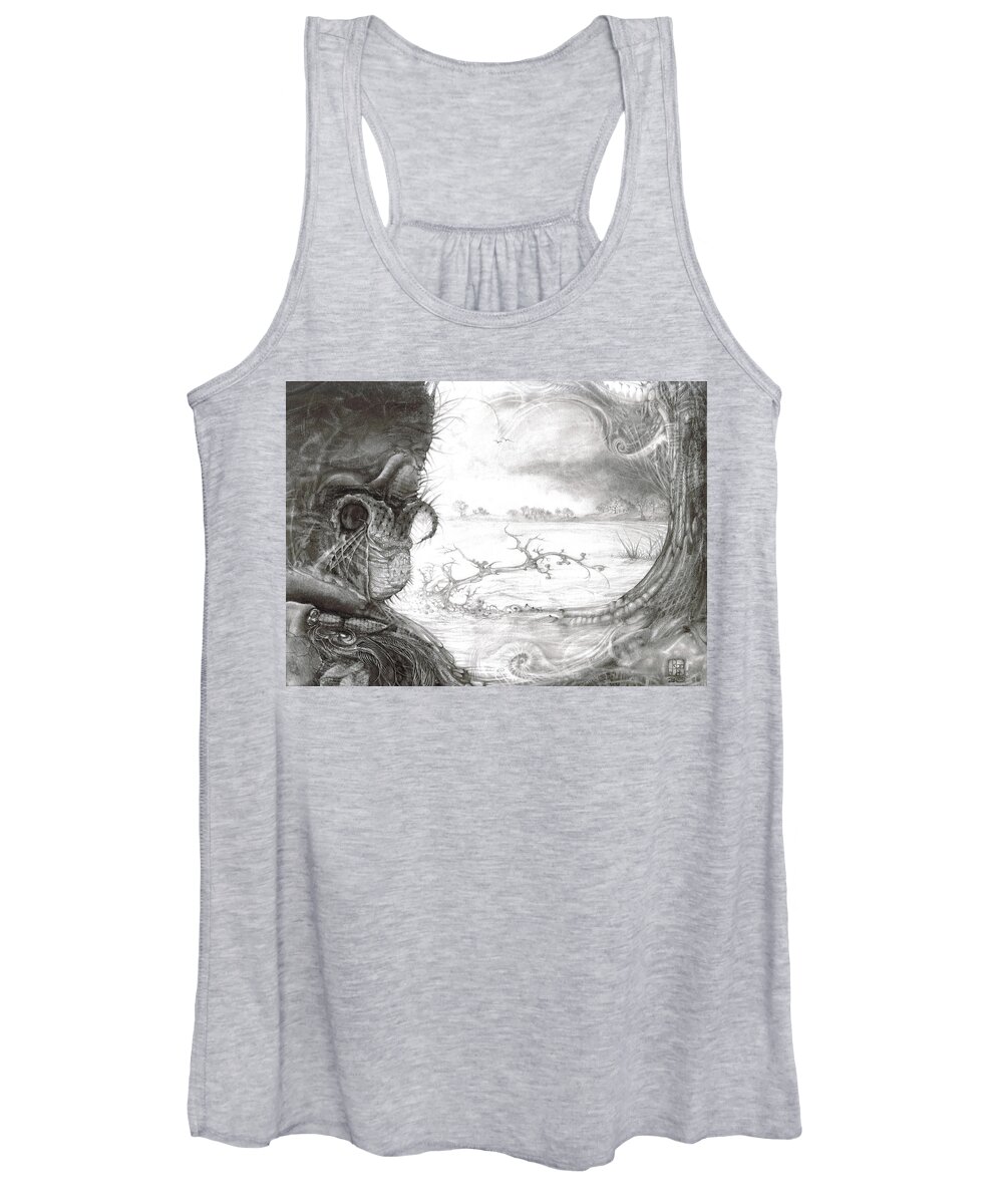 Fomorii Women's Tank Top featuring the drawing Fomorii Swamp by Otto Rapp