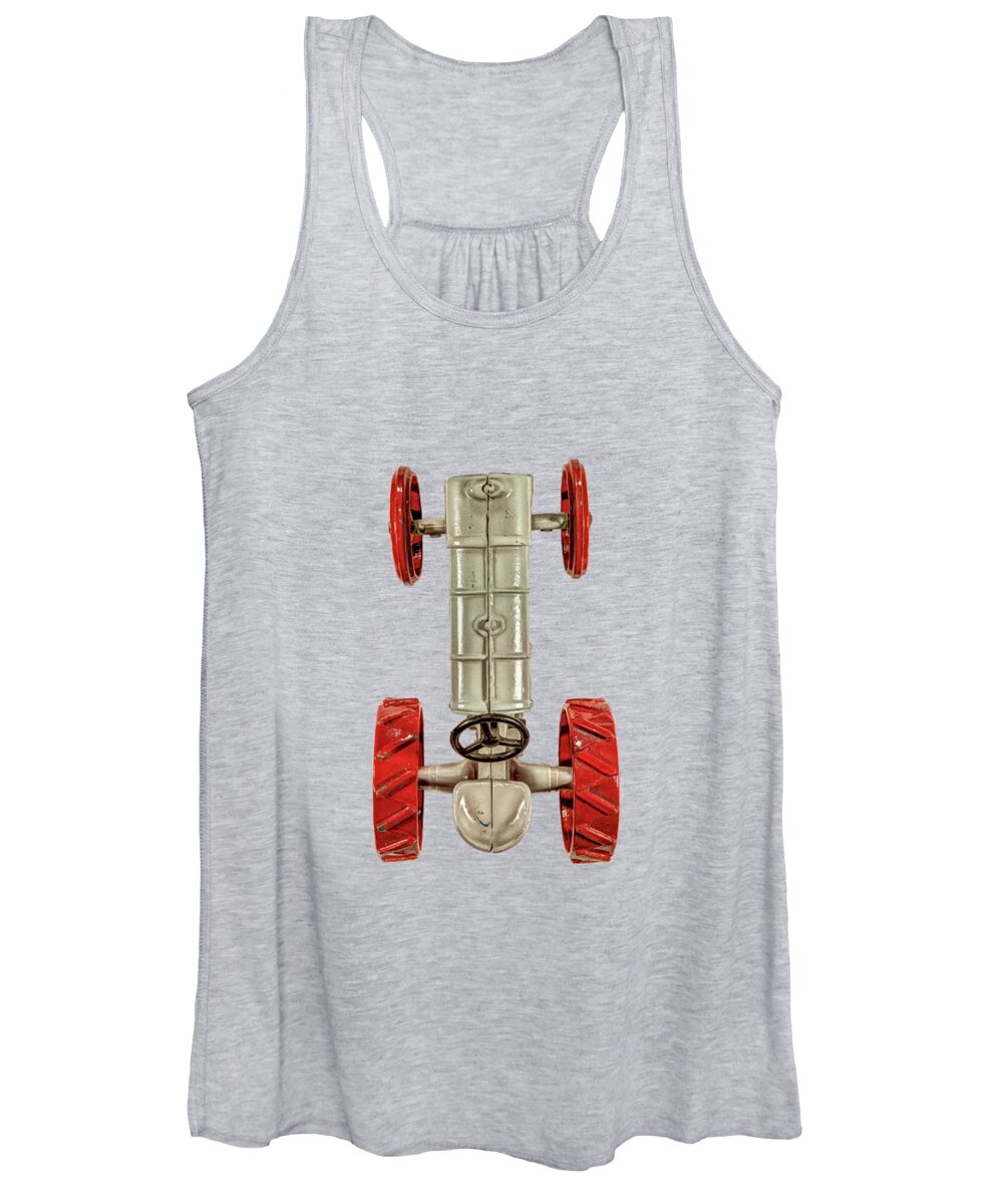 Antique Women's Tank Top featuring the photograph Fordson Tractor Top on Black by YoPedro
