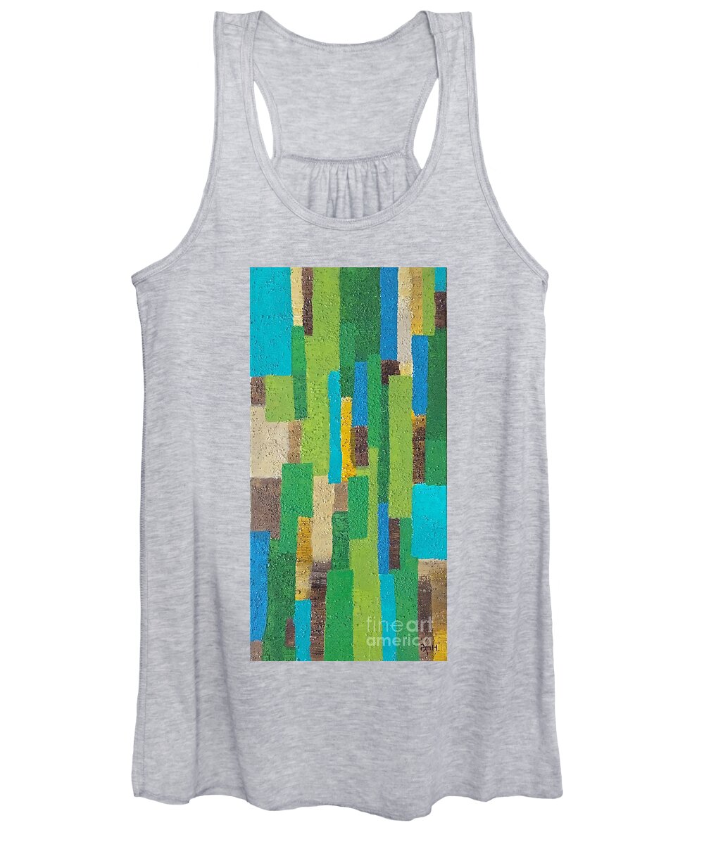 Abstract Women's Tank Top featuring the painting Forest trees by Wonju Hulse