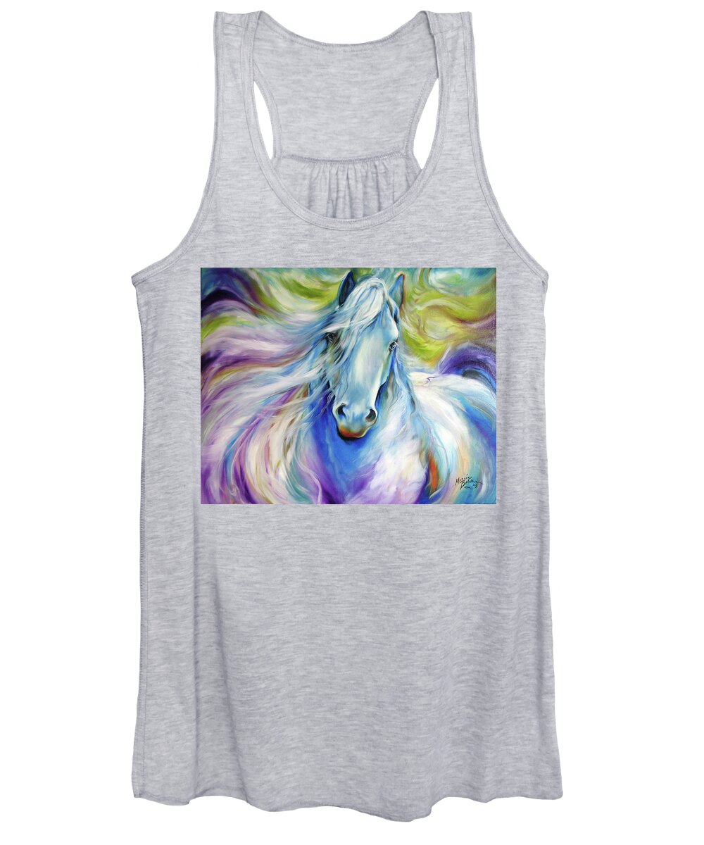 Equine Women's Tank Top featuring the painting Freisian Dreamscape by Marcia Baldwin