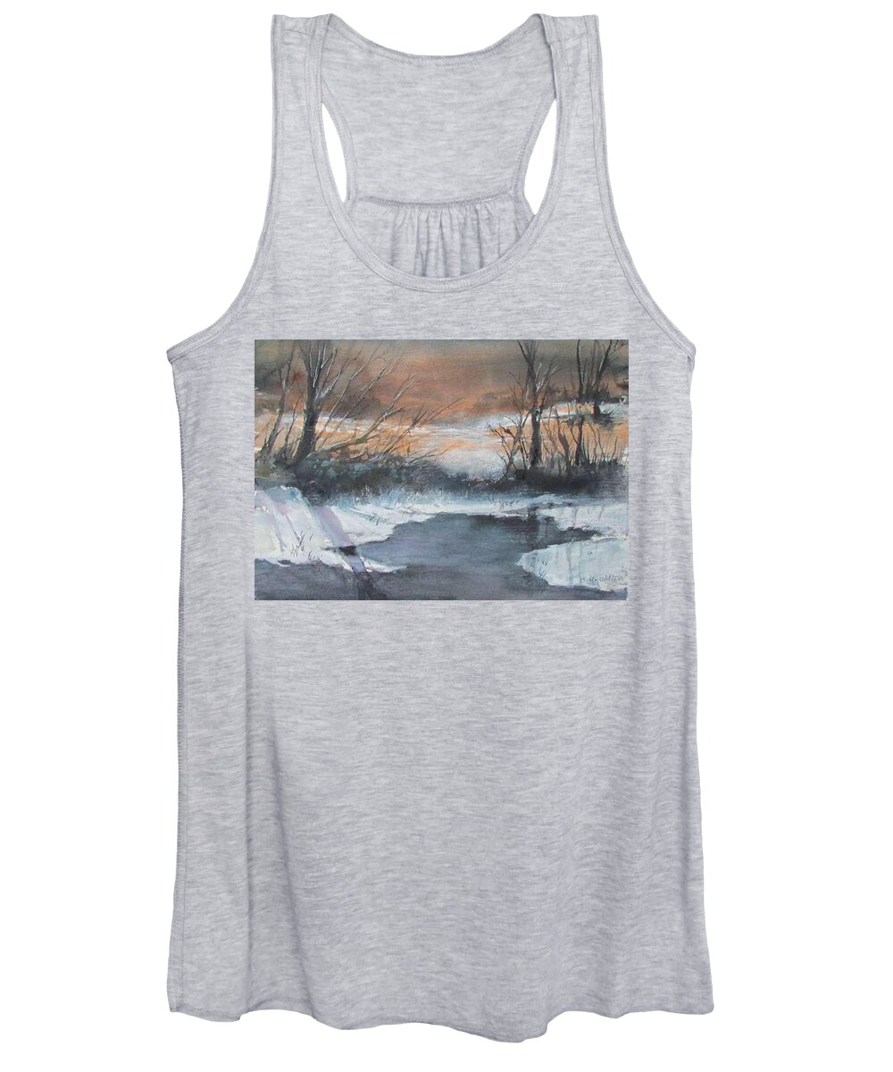 Snow Women's Tank Top featuring the painting Frosty Morn. by Bobby Walters