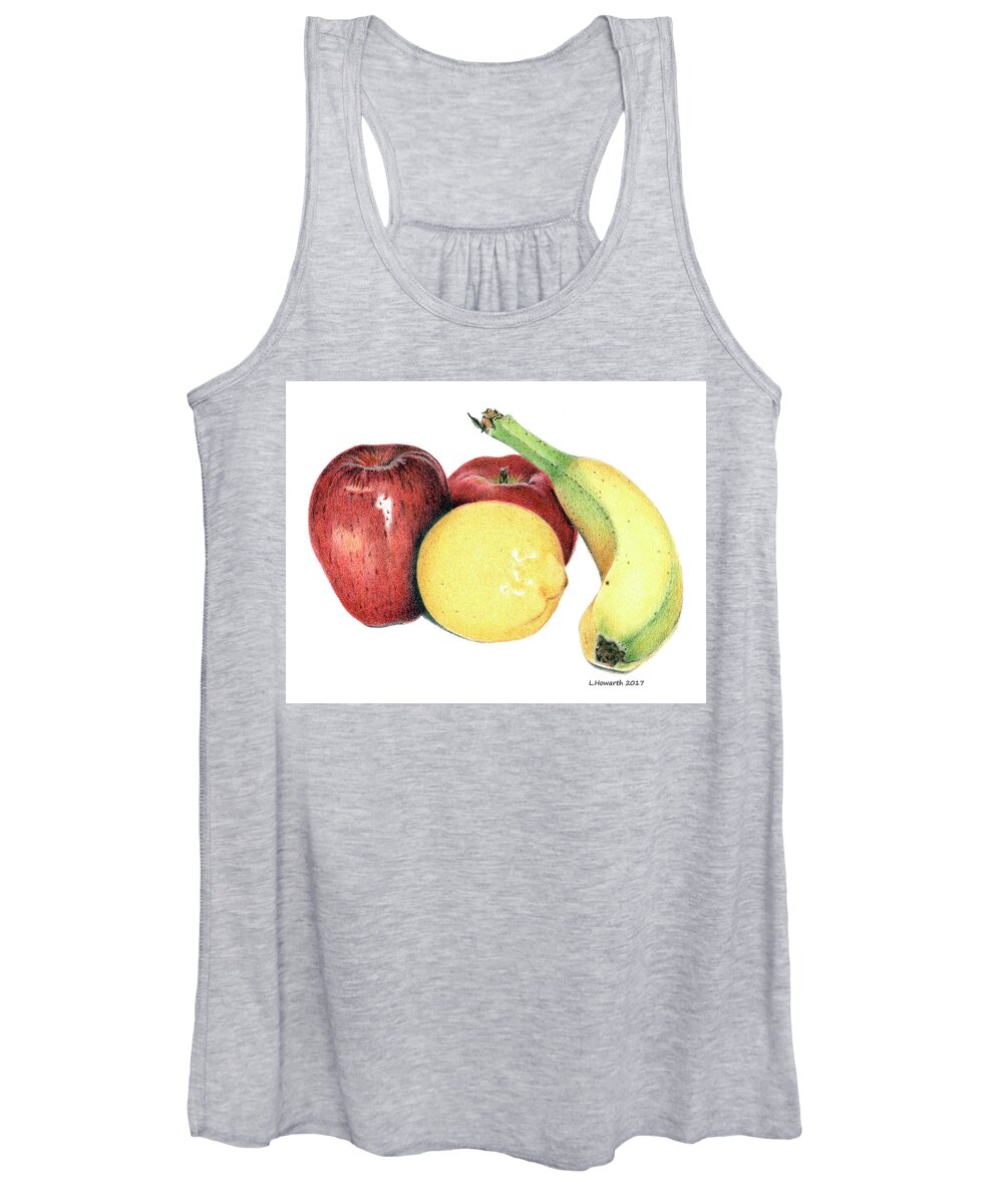 Fruit Women's Tank Top featuring the drawing Fruit Medley by Louise Howarth