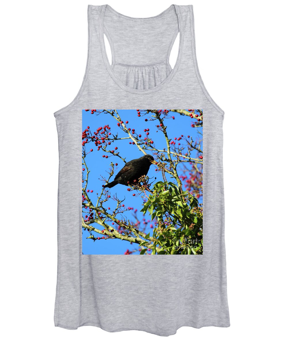 Bird Eating Berries Women's Tank Top featuring the photograph Fruit Picker 2 Donegal Ireland by Eddie Barron