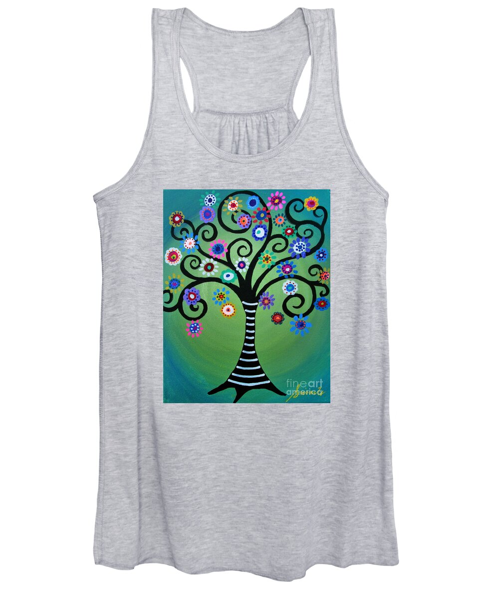 Tree Of Life Women's Tank Top featuring the painting Full Moonlight by Pristine Cartera Turkus
