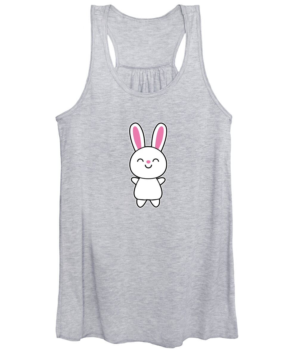 Hare Women's Tank Top featuring the digital art Funny Cute Rabbit Bunny in Pink by Philipp Rietz