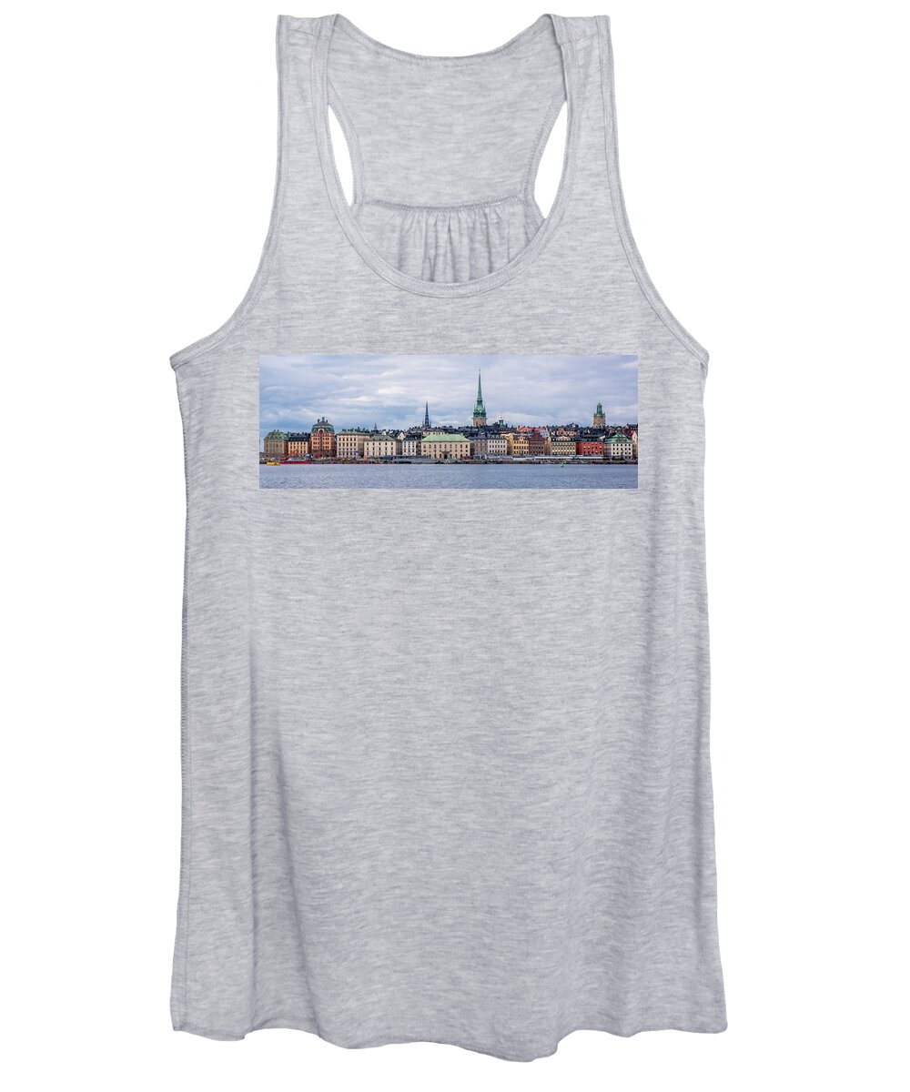 Gamla Stan Stockholm's Entrance By The Sea Women's Tank Top featuring the photograph Gamla Stan Stockholm's entrance by the sea by Torbjorn Swenelius