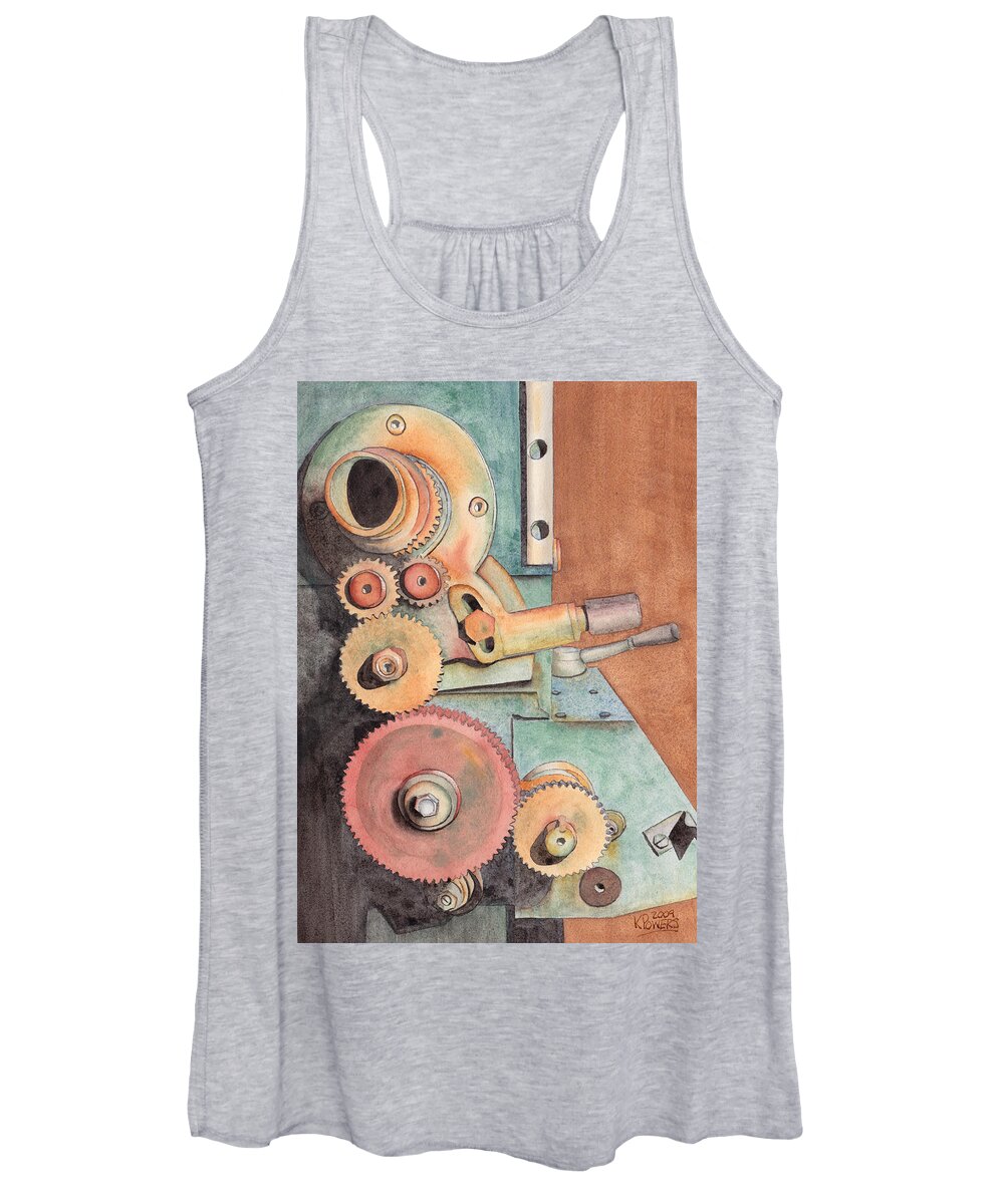 Gears Women's Tank Top featuring the painting Gears by Ken Powers