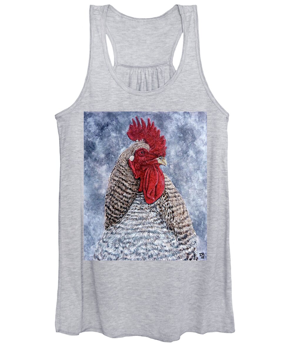 Fire Rooster Women's Tank Top featuring the painting Geoff by Tom Roderick
