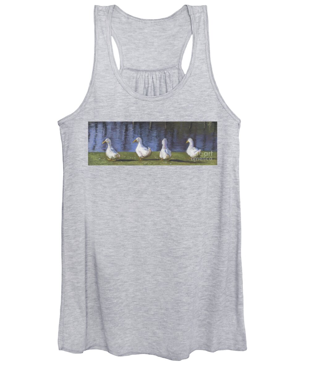 Ducks Women's Tank Top featuring the painting Getting Your Ducks in a Row by Terri Meyer