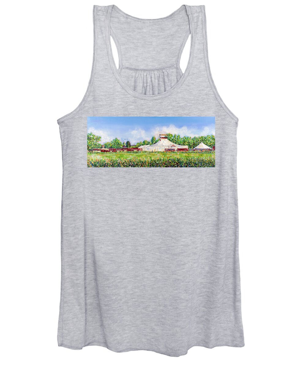 Giffords Circus Women's Tank Top featuring the painting Giffords Circus At Frampton On Severn by Seeables Visual Arts