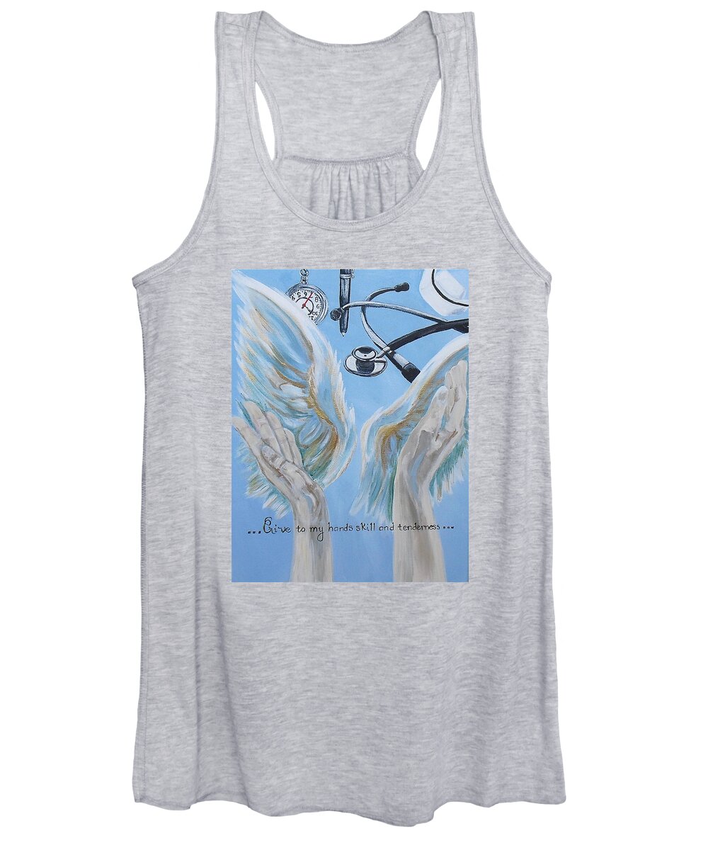 Nursing Women's Tank Top featuring the painting Give to my hands... by Melissa Torres