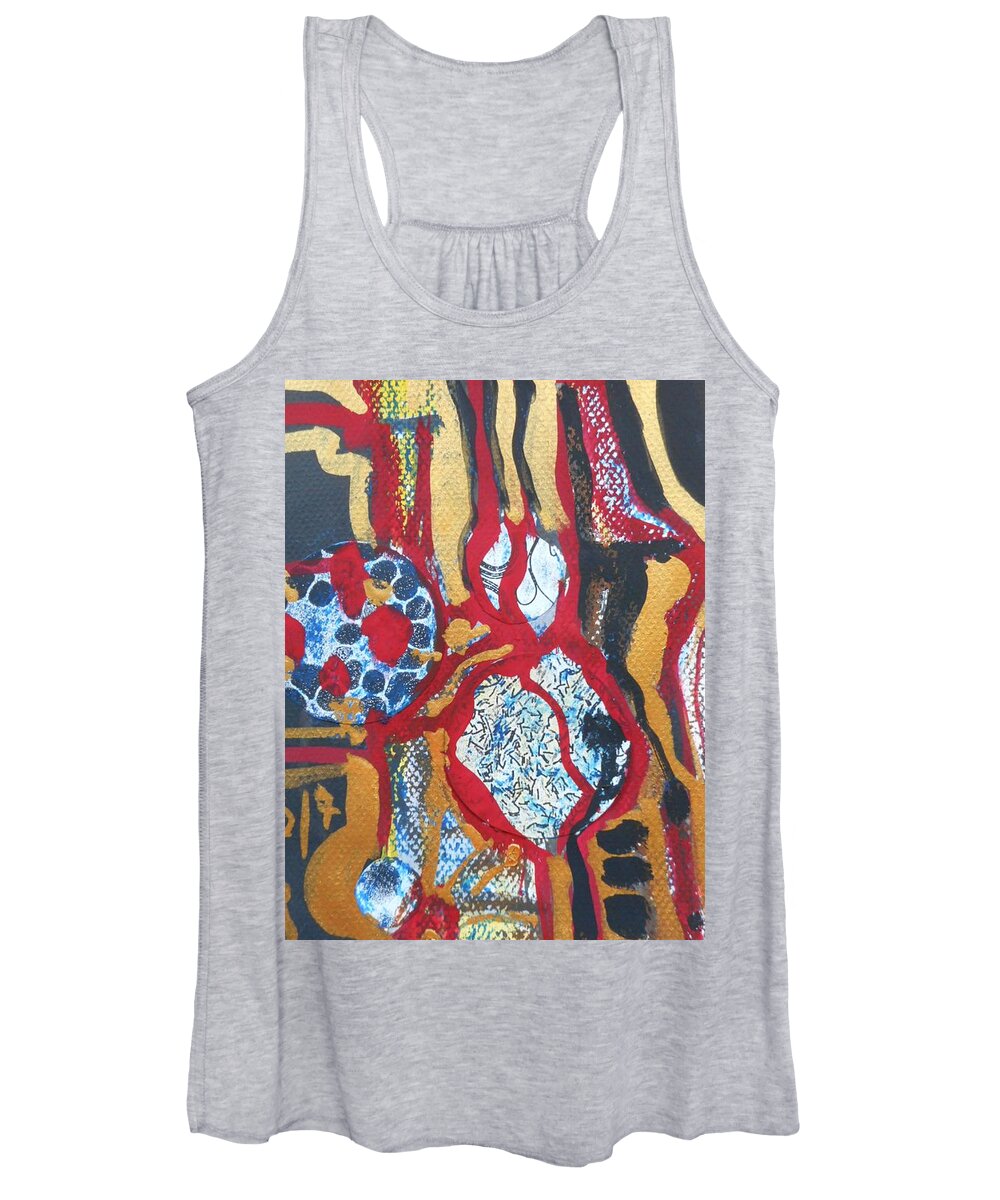 Katerina Stamatelos Art Women's Tank Top featuring the painting Gold-Abstract-1 by Katerina Stamatelos