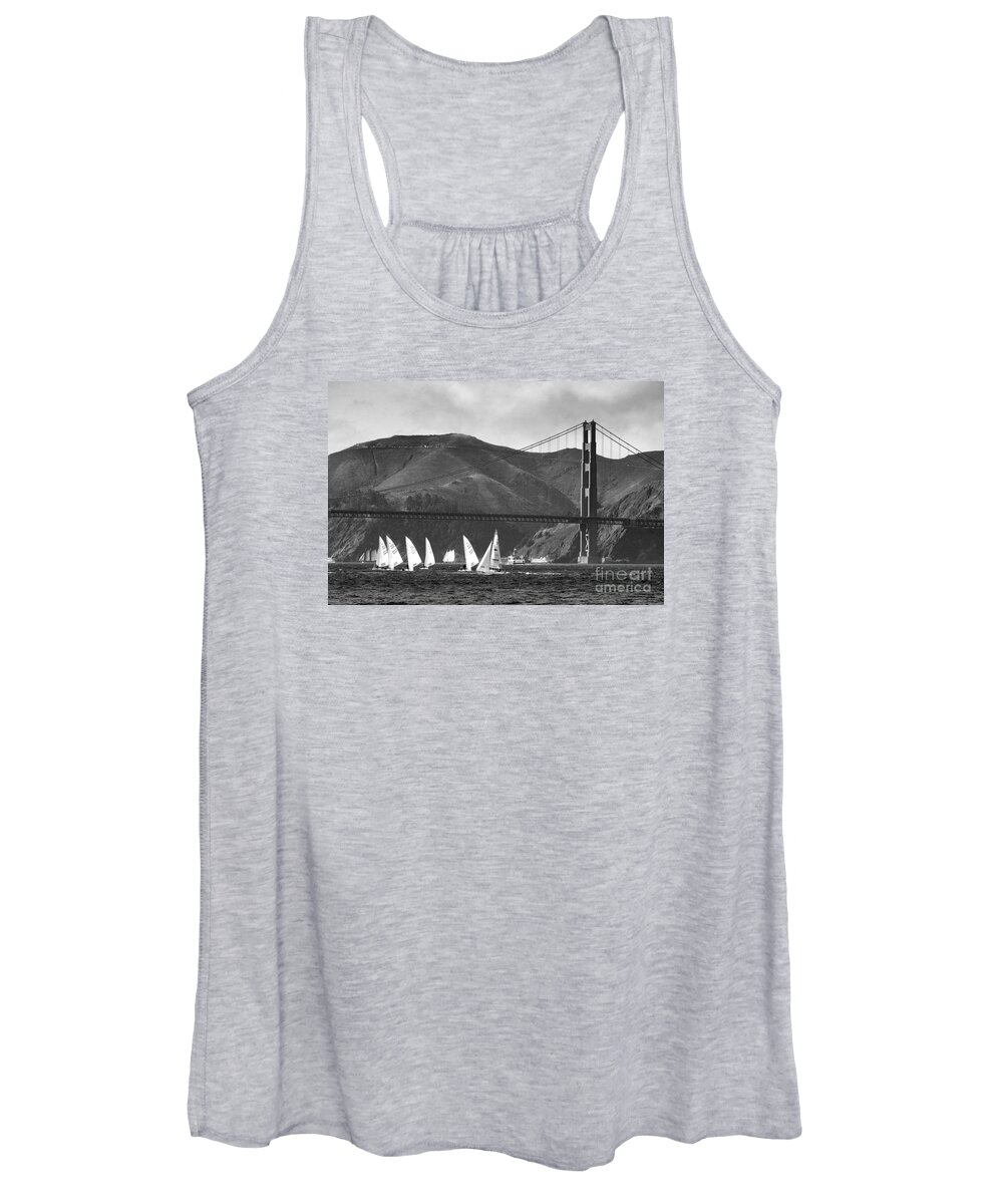 Black And White Photo-black And White-seascape Women's Tank Top featuring the photograph Golden Gate Seascape by Scott Cameron