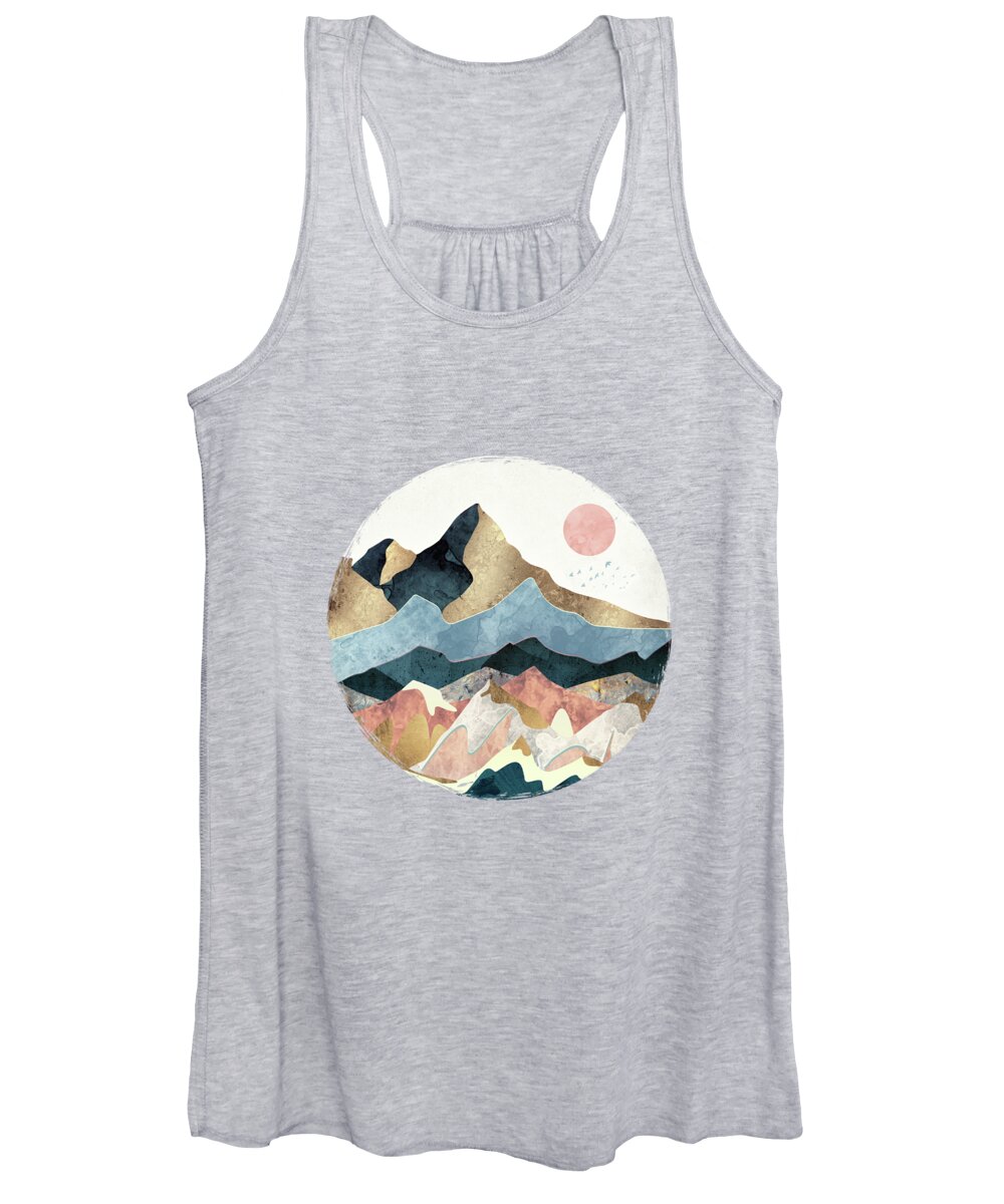 Gold Women's Tank Top featuring the digital art Golden Peaks by Spacefrog Designs