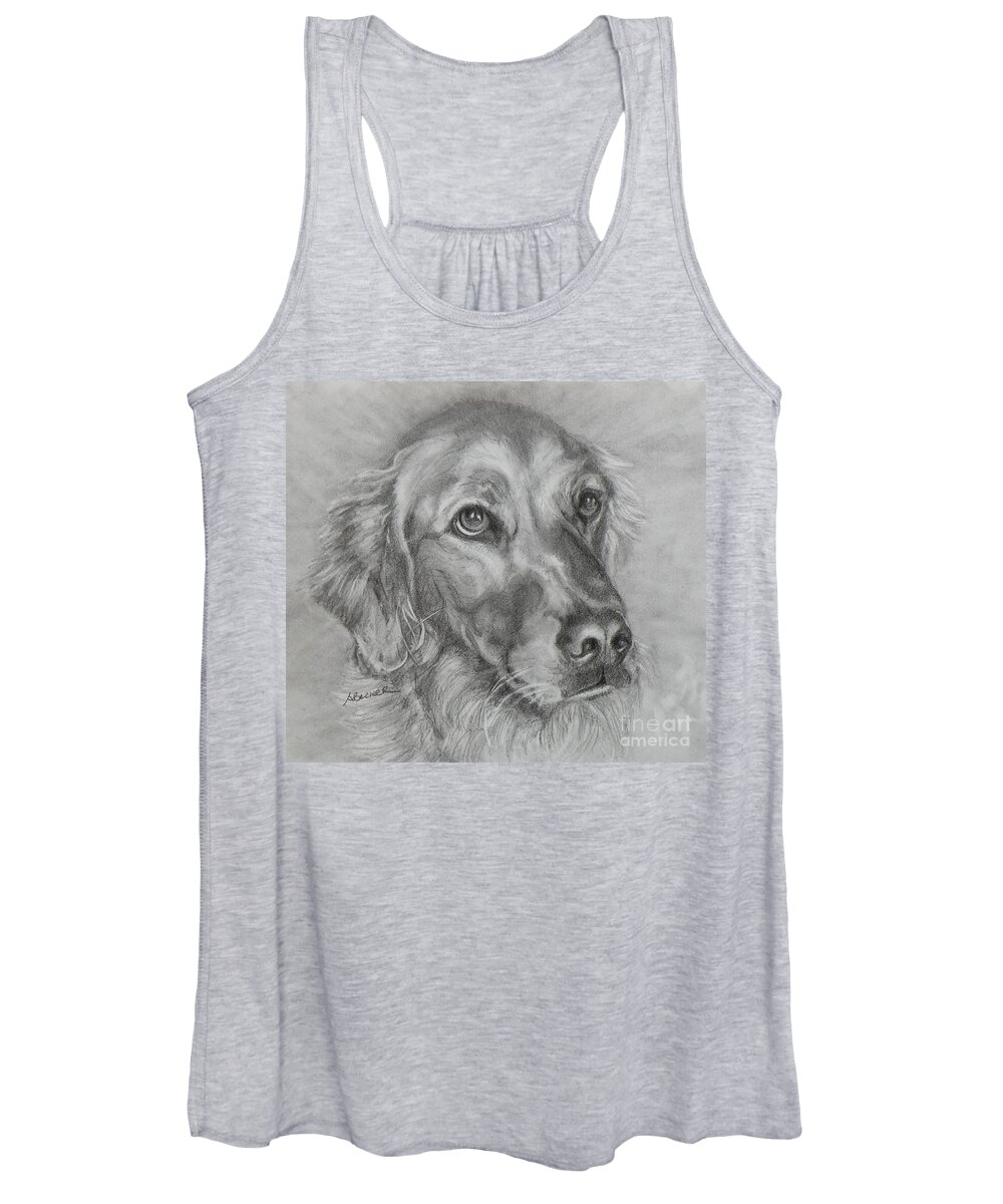 Dogs Women's Tank Top featuring the painting Golden Retriever Drawing by Susan A Becker