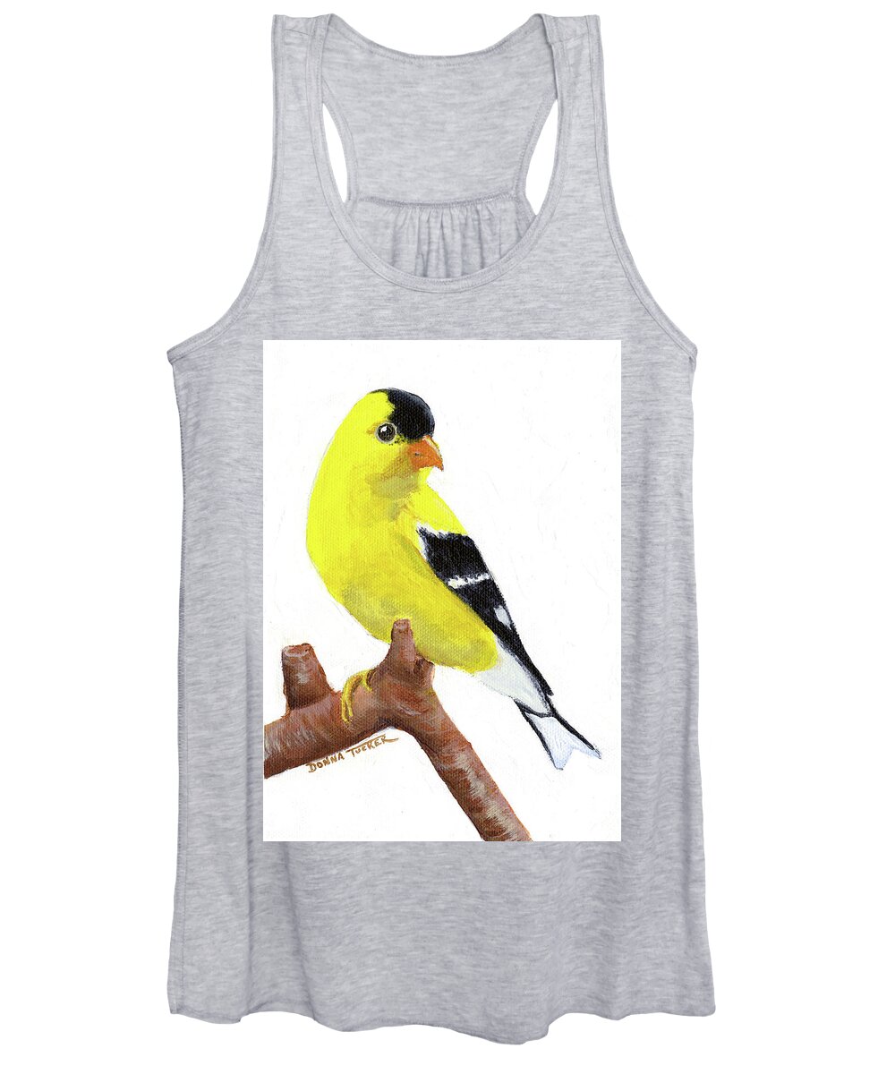 Bird Women's Tank Top featuring the painting Goldfinch by Donna Tucker