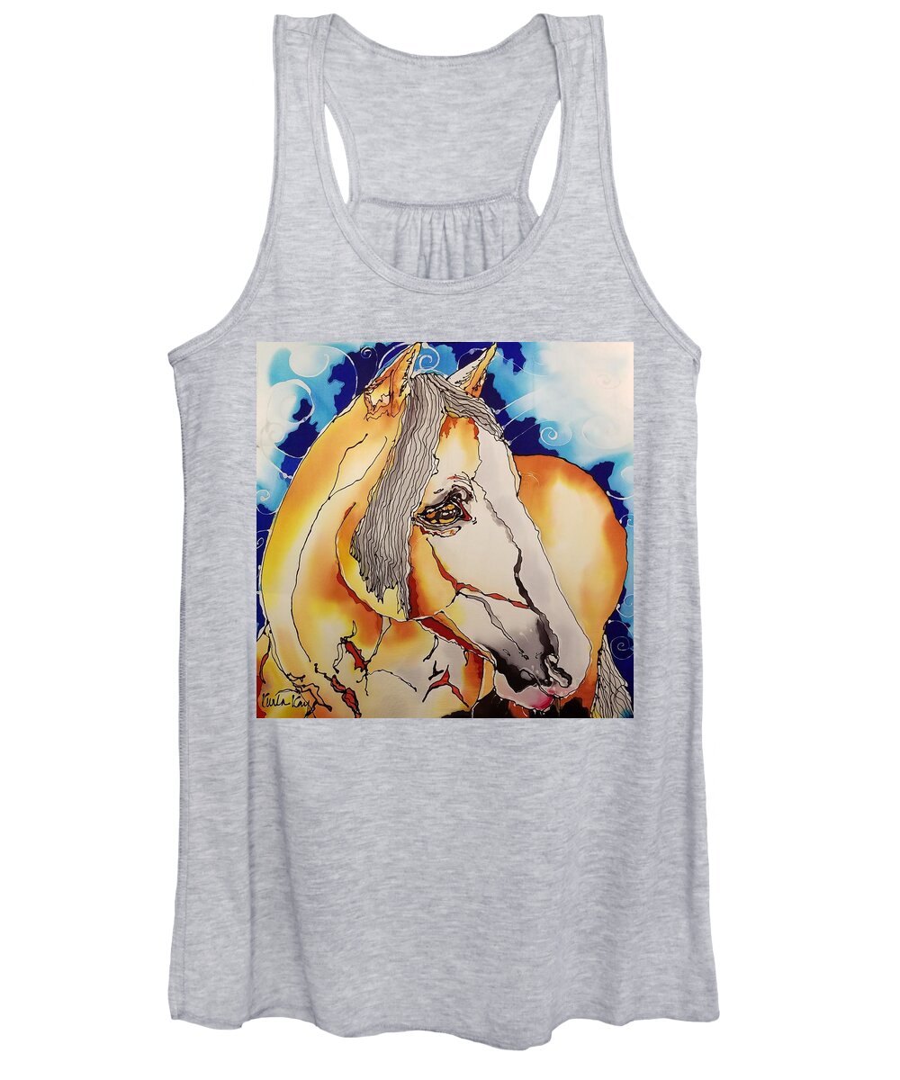 Horse Women's Tank Top featuring the tapestry - textile Goldie by Karla Kay Benjamin