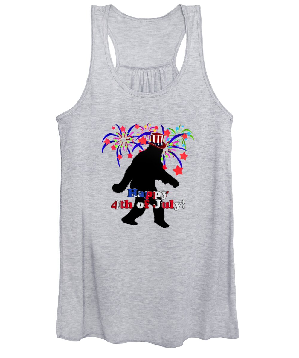Sasquatch Women's Tank Top featuring the digital art Gone Squatchin - 4th of July by Gravityx9 Designs