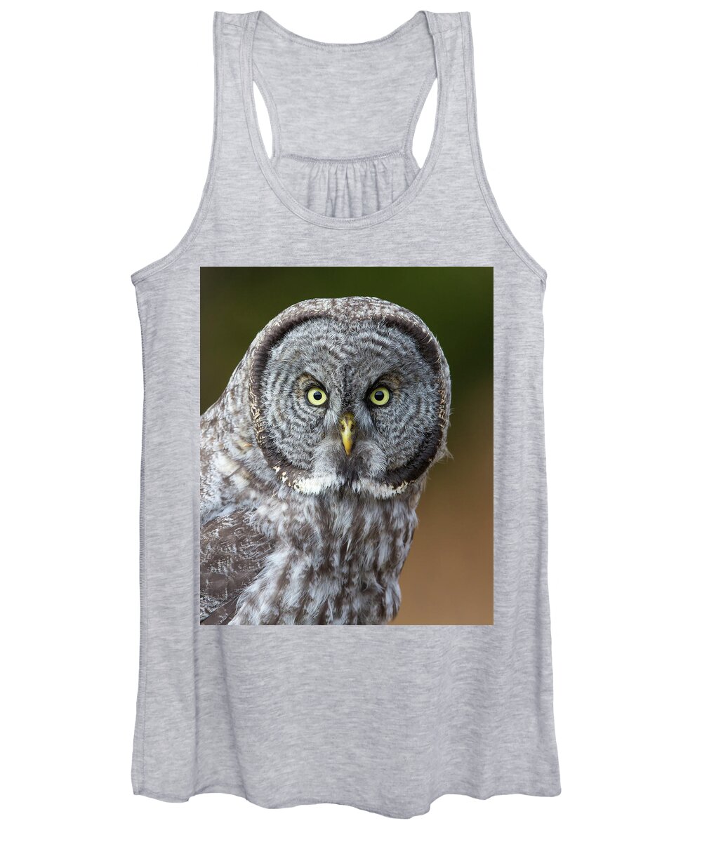 Great Gray Owl Women's Tank Top featuring the photograph Great Gray Owl Portrait by Max Waugh