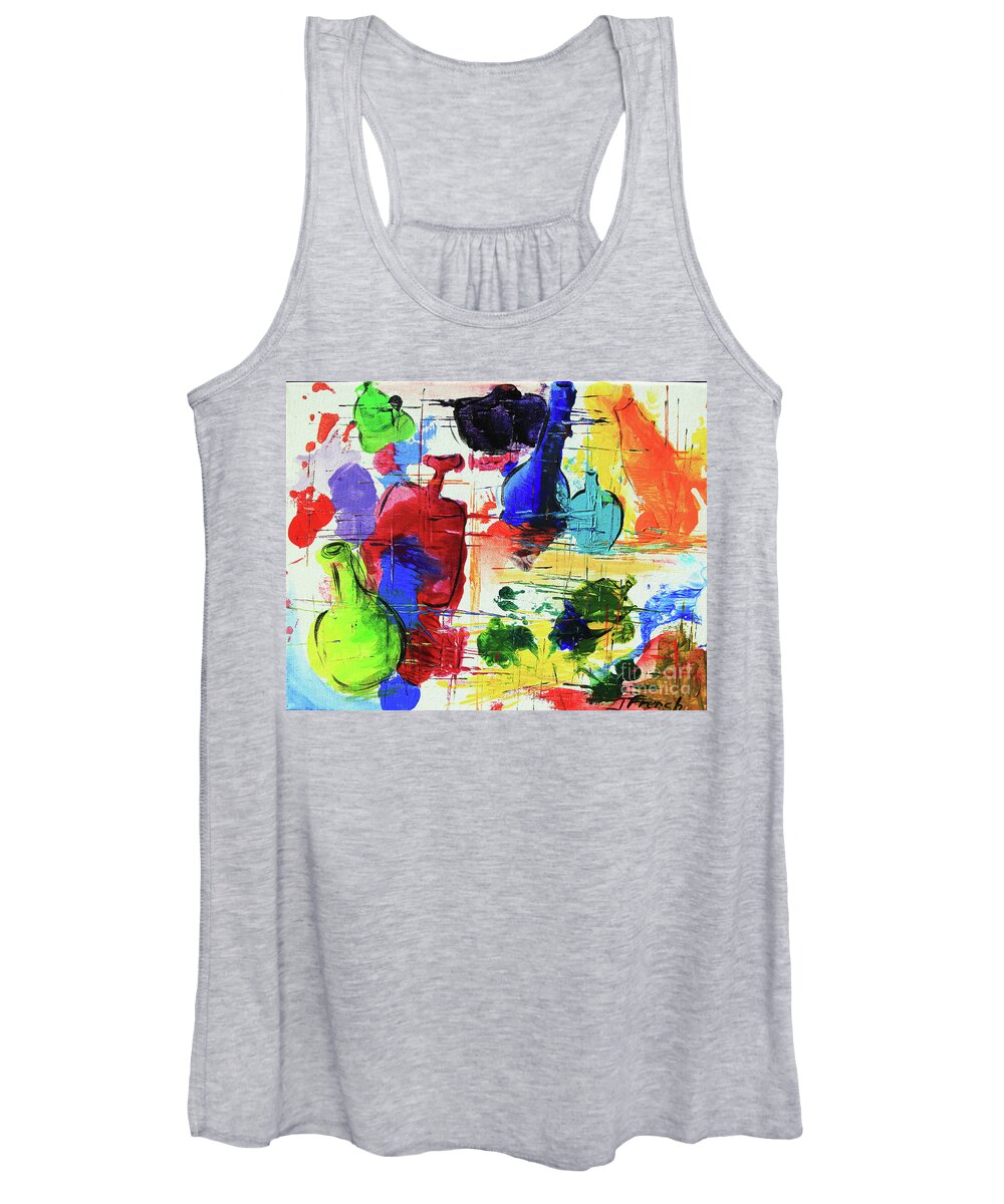 Art Women's Tank Top featuring the painting Green Bottle, Blue Bottle by Jeanette French