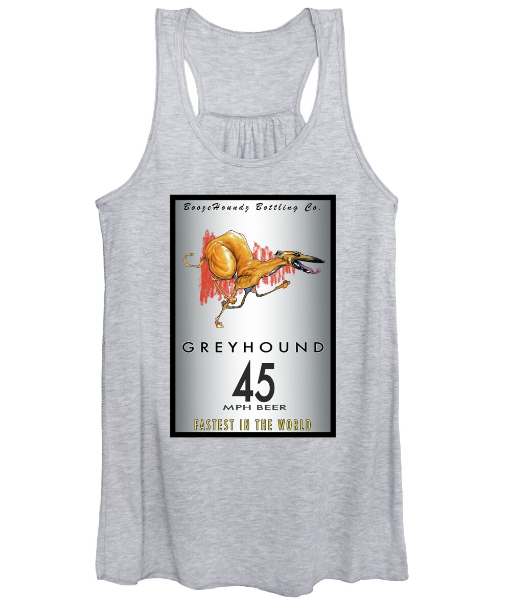 Beer Women's Tank Top featuring the drawing Greyhound 45 MPH Beer by Canine Caricatures By John LaFree