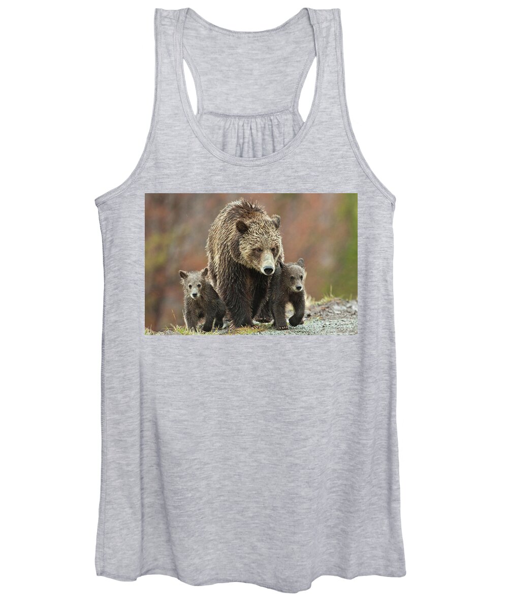 Grizzly Women's Tank Top featuring the photograph Grizzly Family by Wesley Aston