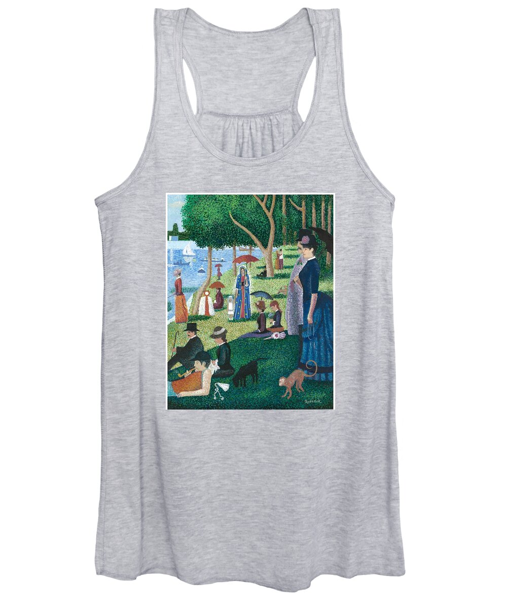Guadalupe Women's Tank Top featuring the painting Guadalupe visits Seuart by James RODERICK